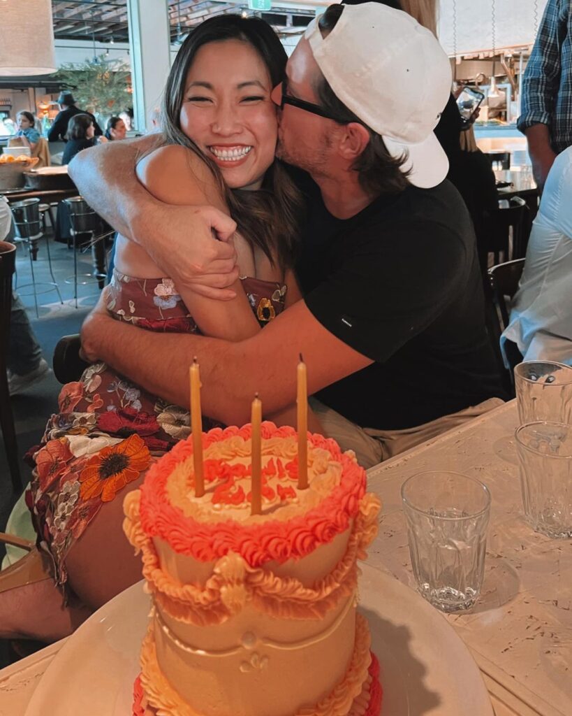 Jane Lu celebrating her birthday with her Husband James Waldie 