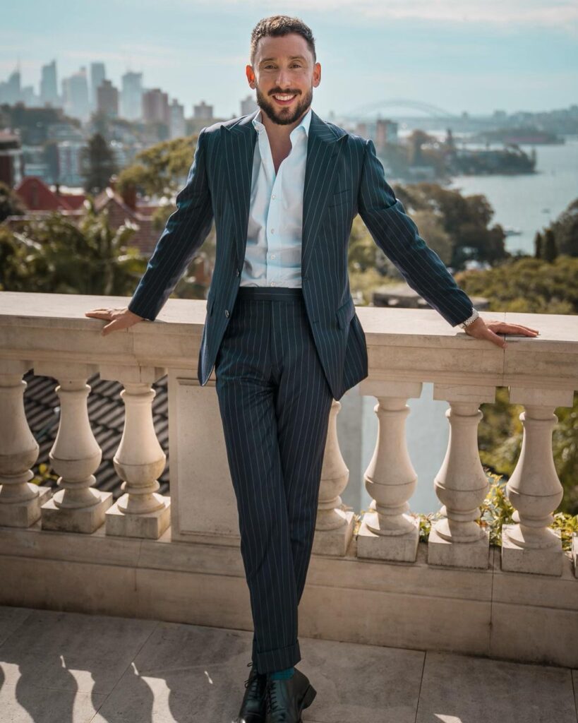 Simon Cohen looking classy wearing tuxedo